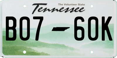 TN license plate B0760K