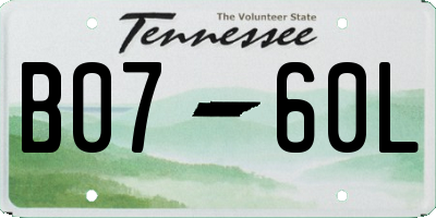 TN license plate B0760L