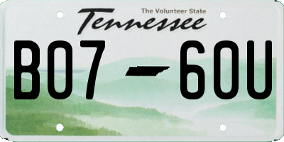 TN license plate B0760U