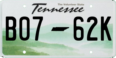 TN license plate B0762K