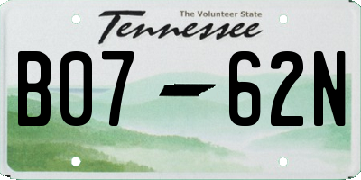 TN license plate B0762N