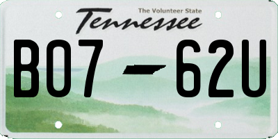 TN license plate B0762U