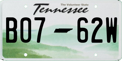 TN license plate B0762W