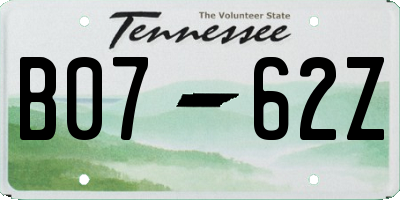 TN license plate B0762Z