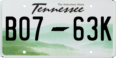 TN license plate B0763K