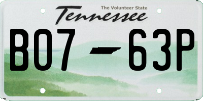 TN license plate B0763P