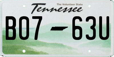 TN license plate B0763U
