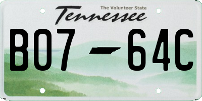 TN license plate B0764C