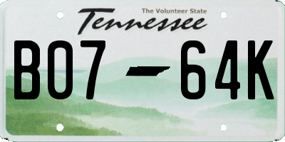 TN license plate B0764K