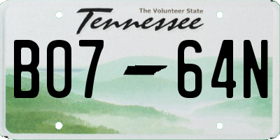 TN license plate B0764N