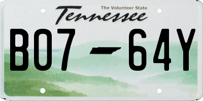 TN license plate B0764Y