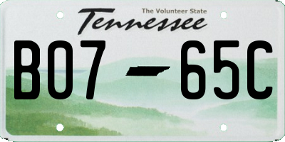 TN license plate B0765C