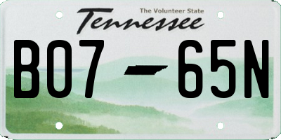 TN license plate B0765N