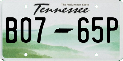 TN license plate B0765P