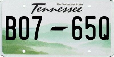 TN license plate B0765Q