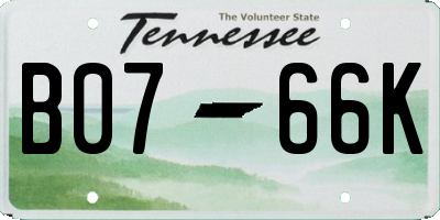 TN license plate B0766K