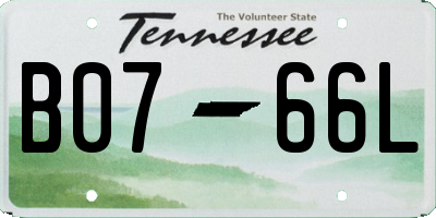 TN license plate B0766L