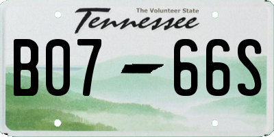 TN license plate B0766S