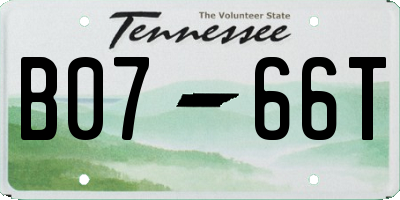 TN license plate B0766T