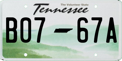 TN license plate B0767A