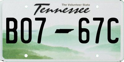 TN license plate B0767C