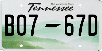 TN license plate B0767D