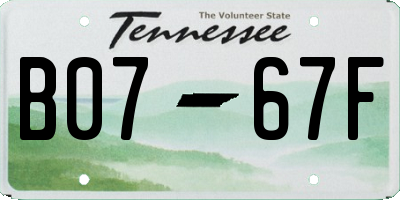 TN license plate B0767F