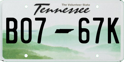 TN license plate B0767K