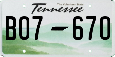 TN license plate B0767O