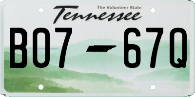 TN license plate B0767Q