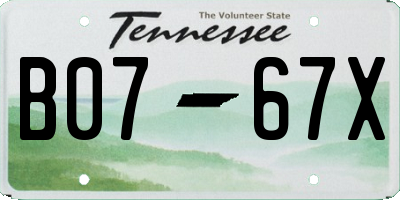 TN license plate B0767X