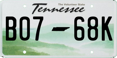 TN license plate B0768K