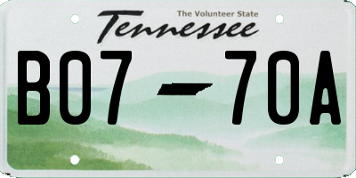 TN license plate B0770A