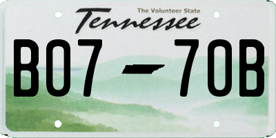 TN license plate B0770B