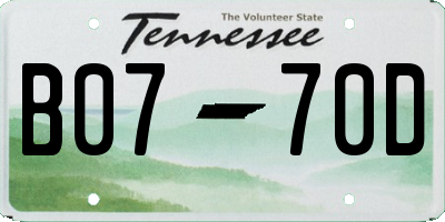 TN license plate B0770D