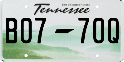 TN license plate B0770Q