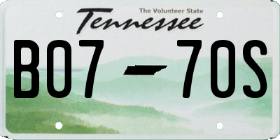 TN license plate B0770S