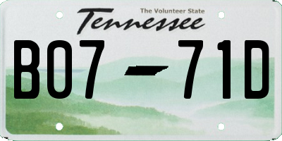 TN license plate B0771D