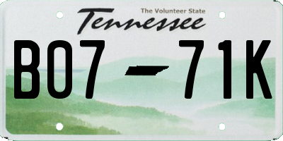 TN license plate B0771K