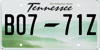 TN license plate B0771Z