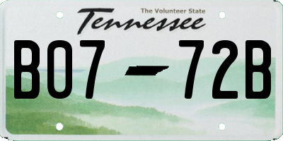 TN license plate B0772B