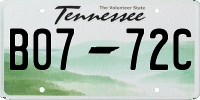 TN license plate B0772C