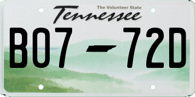 TN license plate B0772D