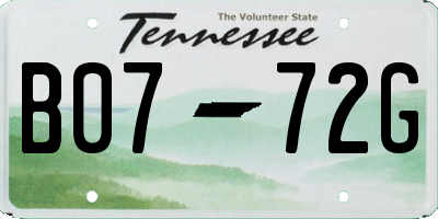 TN license plate B0772G