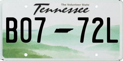 TN license plate B0772L