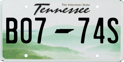 TN license plate B0774S