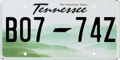 TN license plate B0774Z