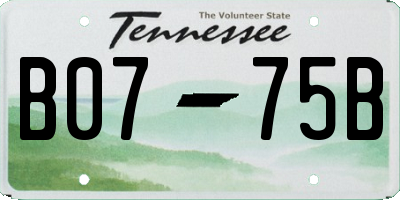 TN license plate B0775B