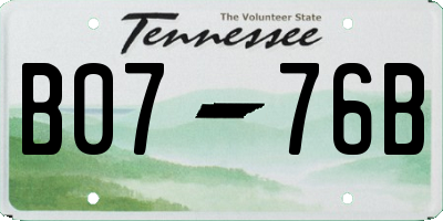 TN license plate B0776B