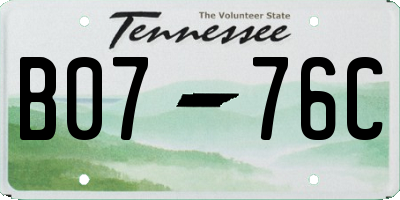 TN license plate B0776C